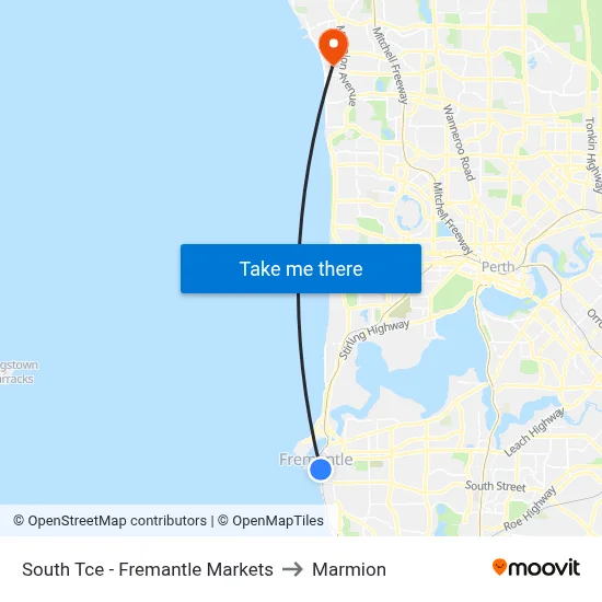 South Tce - Fremantle Markets to Marmion map