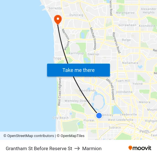 Grantham St Before Reserve St to Marmion map