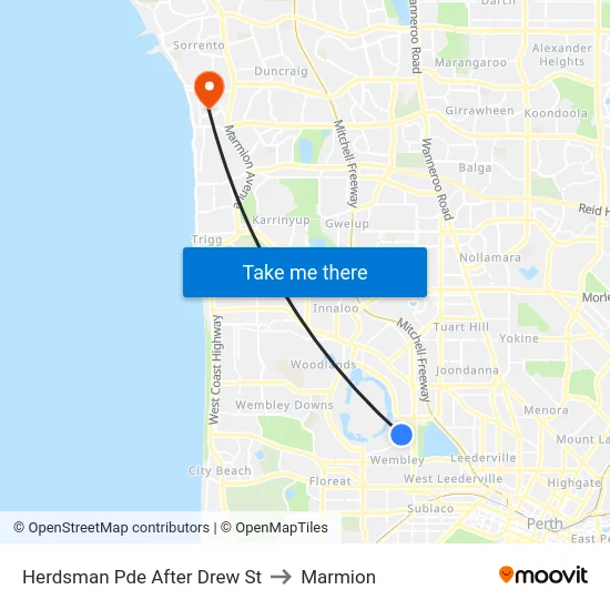 Herdsman Pde After Drew St to Marmion map