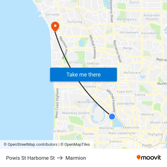 Powis St Harborne St to Marmion map