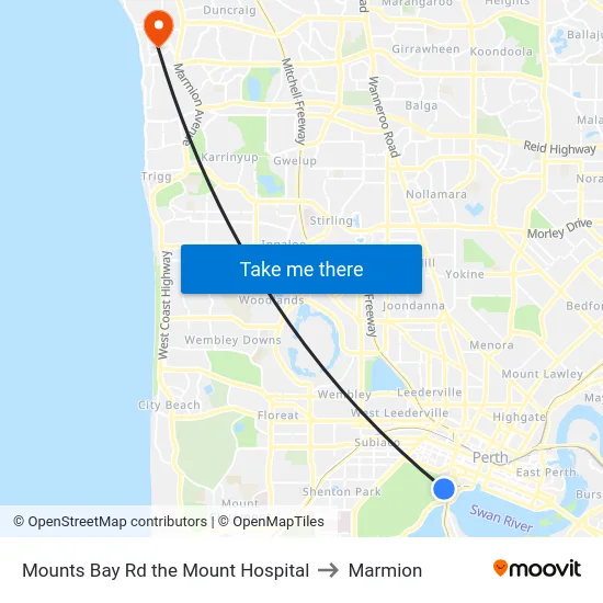 Mounts Bay Rd the Mount Hospital to Marmion map