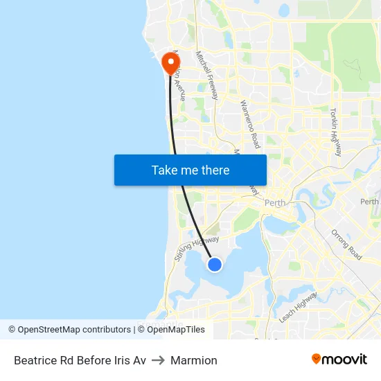 Beatrice Rd Before Iris Av to Marmion map