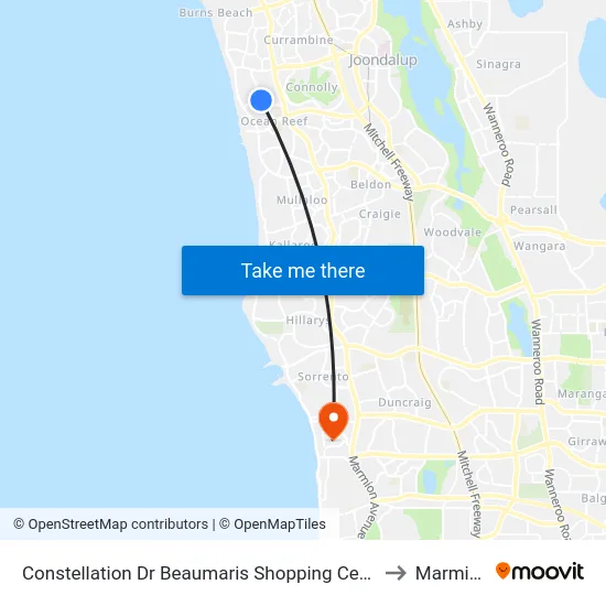 Constellation Dr Beaumaris Shopping Centre to Marmion map