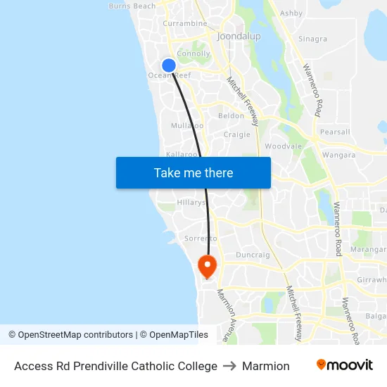 Access Rd Prendiville Catholic College to Marmion map
