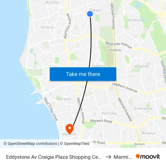 Eddystone Av Craigie Plaza Shopping Centre to Marmion map