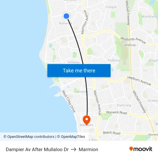 Dampier Av After Mullaloo Dr to Marmion map