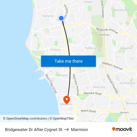 Bridgewater Dr After Cygnet St to Marmion map