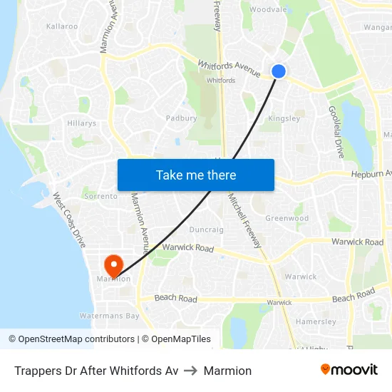 Trappers Dr After Whitfords Av to Marmion map