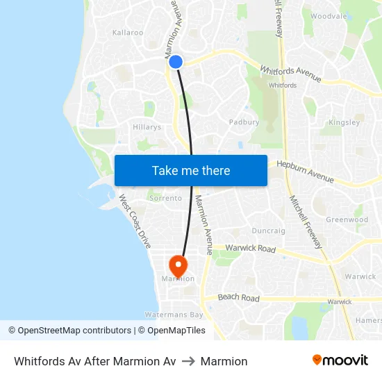 Whitfords Av After Marmion Av to Marmion map