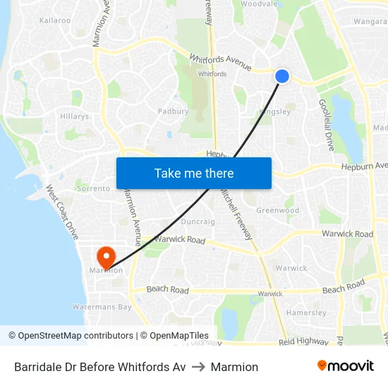 Barridale Dr Before Whitfords Av to Marmion map