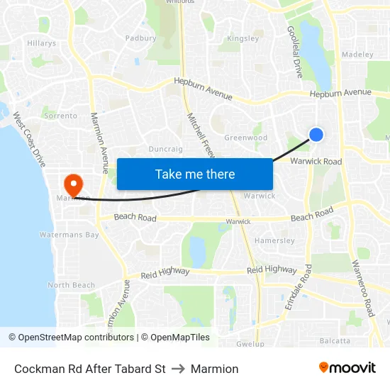Cockman Rd After Tabard St to Marmion map
