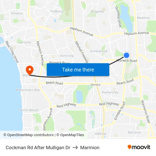 Cockman Rd After Mulligan Dr to Marmion map
