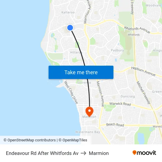 Endeavour Rd After Whitfords Av to Marmion map