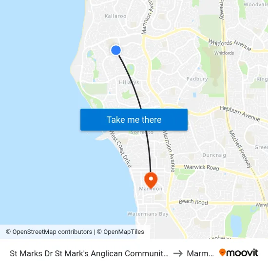 St Marks Dr St Mark's Anglican Community School to Marmion map