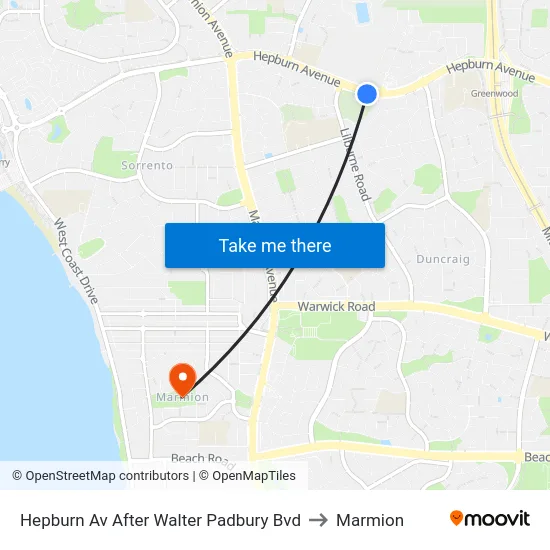 Hepburn Av After Walter Padbury Bvd to Marmion map
