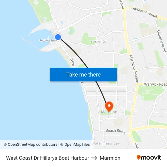 West Coast Dr Hillarys Boat Harbour to Marmion map