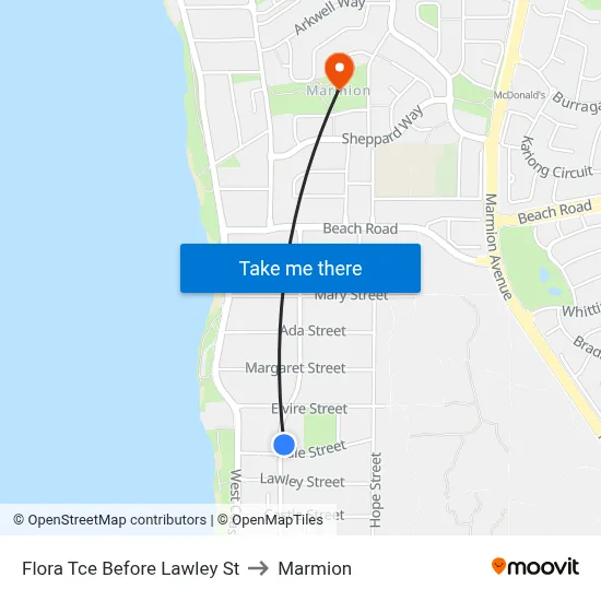 Flora Tce Before Lawley St to Marmion map