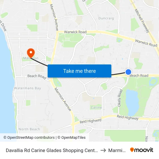Davallia Rd Carine Glades Shopping Centre to Marmion map