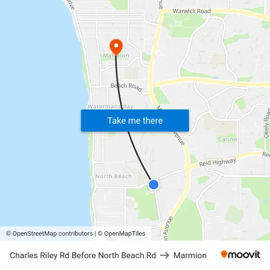 Charles Riley Rd Before North Beach Rd to Marmion map
