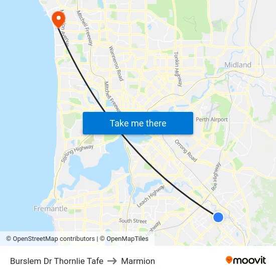 Burslem Dr Thornlie Tafe to Marmion map