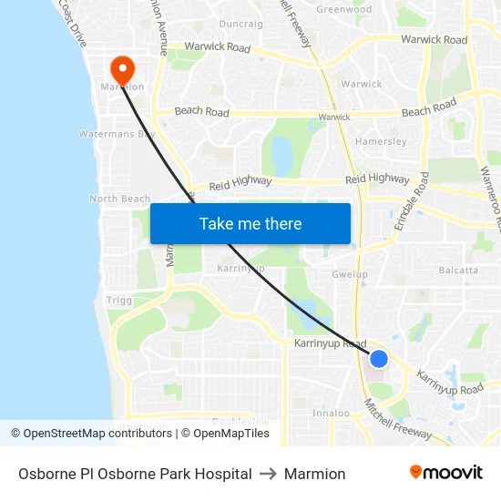 Osborne Pl Osborne Park Hospital to Marmion map