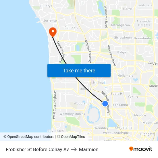 Frobisher St Before Colray Av to Marmion map