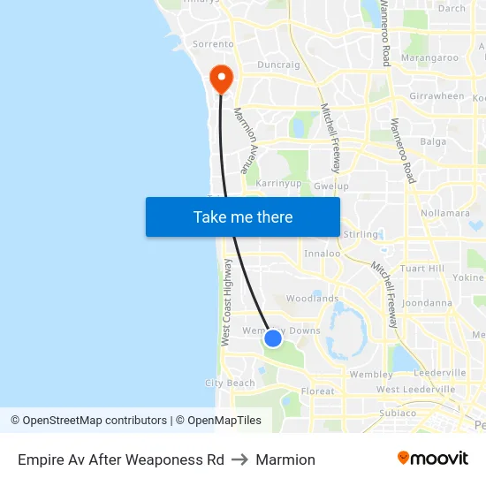 Empire Av After Weaponess Rd to Marmion map