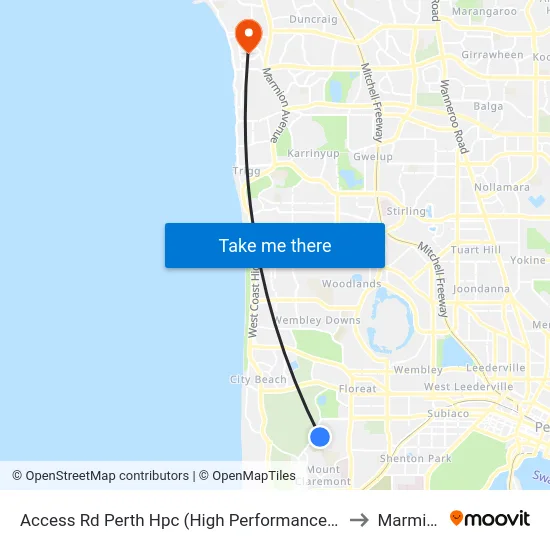 Access Rd Perth Hpc (High Performance Ctr) to Marmion map