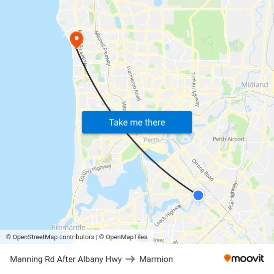 Manning Rd After Albany Hwy to Marmion map