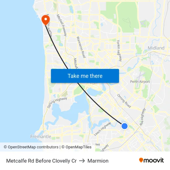 Metcalfe Rd Before Clovelly Cr to Marmion map
