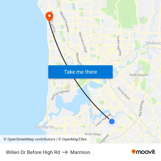 Willeri Dr Before High Rd to Marmion map