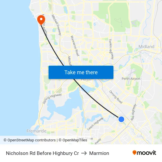 Nicholson Rd Before Highbury Cr to Marmion map