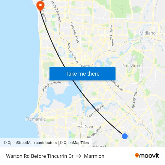 Warton Rd Before Tincurrin Dr to Marmion map