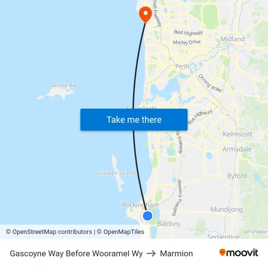 Gascoyne Way Before Wooramel Wy to Marmion map