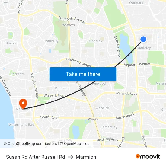 Susan Rd After Russell Rd to Marmion map