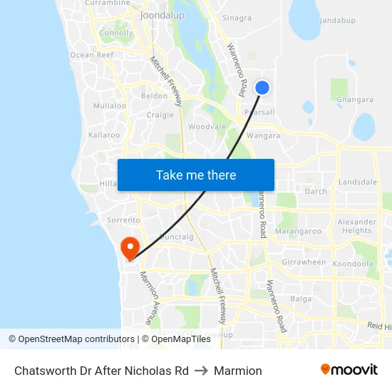 Chatsworth Dr After Nicholas Rd to Marmion map