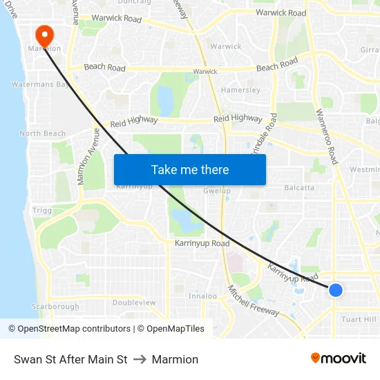 Swan St After Main St to Marmion map