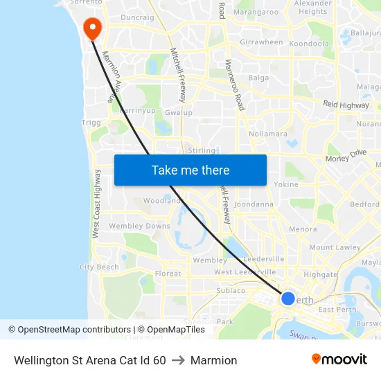 Wellington St Arena Cat Id 60 to Marmion map
