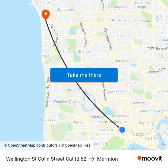Wellington St Colin Street Cat Id 62 to Marmion map