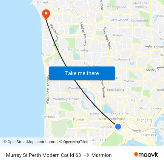 Murray St Perth Modern Cat Id 63 to Marmion map