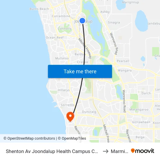 Shenton Av Joondalup Health Campus Cat Id 17 to Marmion map
