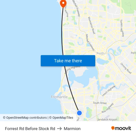 Forrest Rd Before Stock Rd to Marmion map