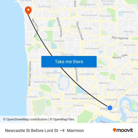 Newcastle St Before Lord St to Marmion map
