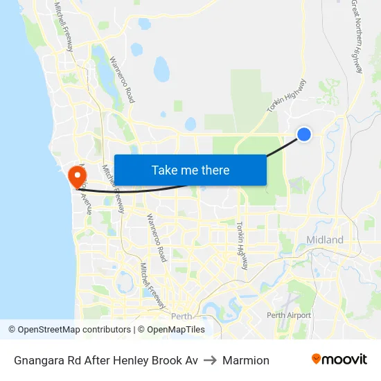 Gnangara Rd After Henley Brook Av to Marmion map