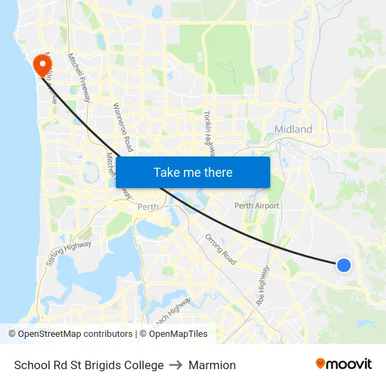 School Rd St Brigids College to Marmion map