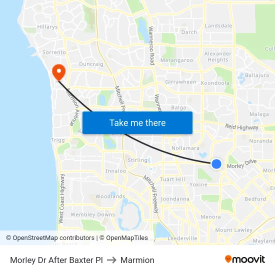 Morley Dr After Baxter Pl to Marmion map