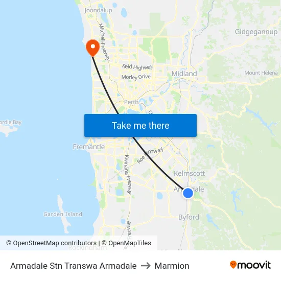 Armadale Stn Transwa Armadale to Marmion map