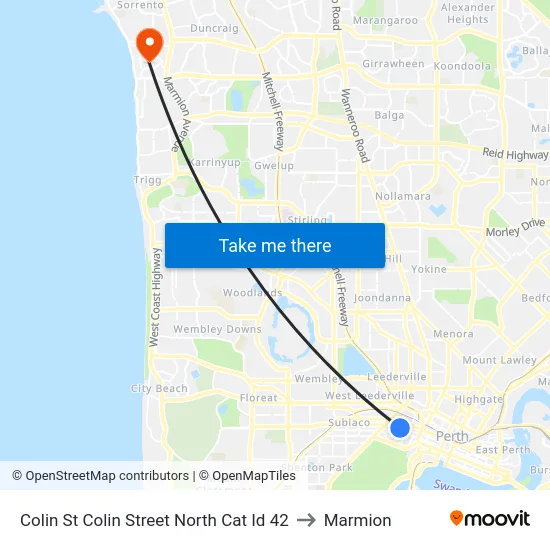 Colin St Colin Street North Cat Id 42 to Marmion map