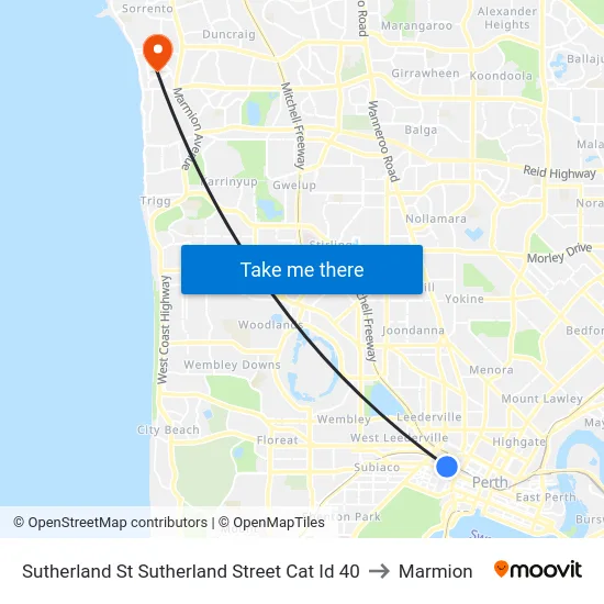 Sutherland St Sutherland Street Cat Id 40 to Marmion map