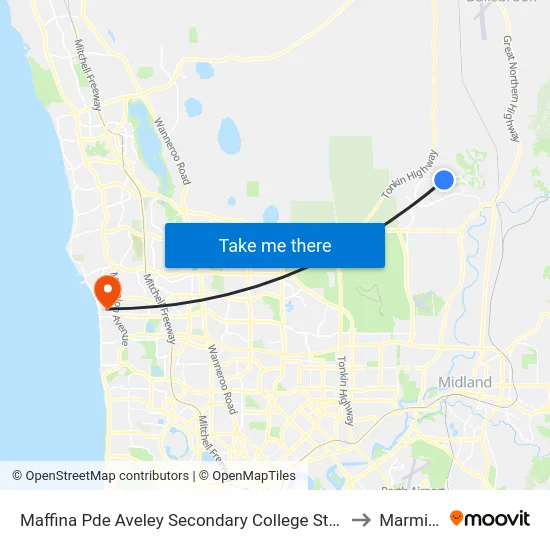 Maffina Pde Aveley Secondary College Stand 1 to Marmion map
